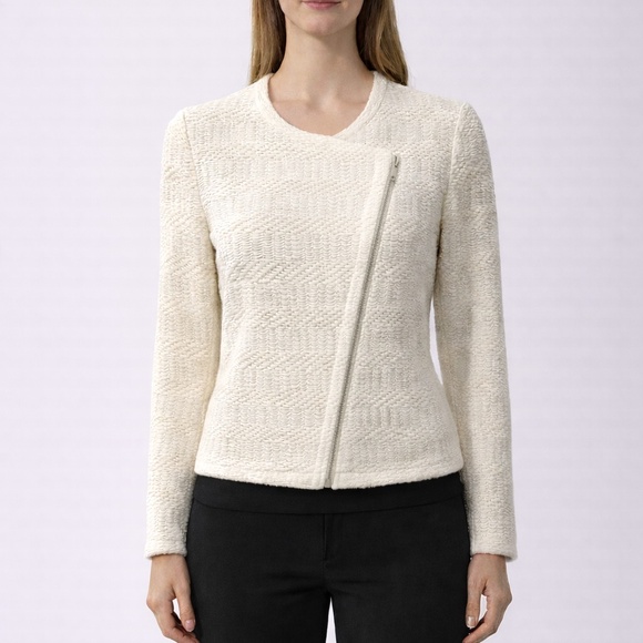 LOFT Jackets & Blazers - LOFT - Textured Jacket | Symmetrical Zip Front